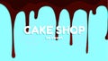 candy store banner with dark chocolate smudges on blue tiffany background. Royalty Free Stock Photo